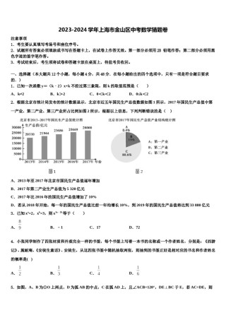 2023-2024学年上海市金山区中考数学猜题卷含解析.doc