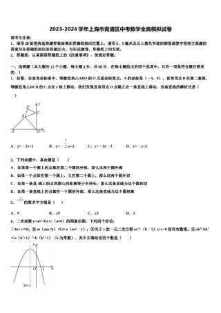 2023-2024学年上海市青浦区中考数学全真模拟试卷含解析.doc