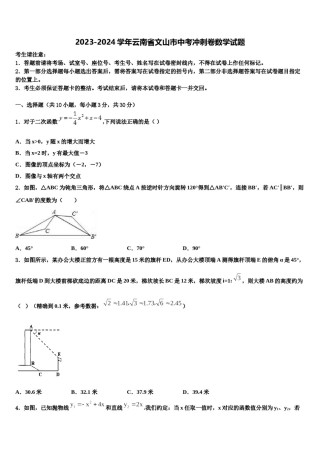 2023-2024学年云南省文山市中考冲刺卷数学试题含解析.doc