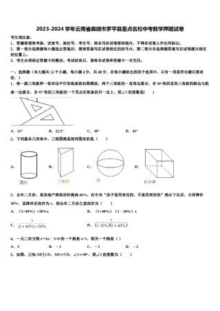 2023-2024学年云南省曲靖市罗平县重点名校中考数学押题试卷含解析.doc
