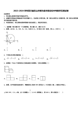 2023-2024学年四川省乐山市犍为县市级名校中考数学五模试卷含解析.doc