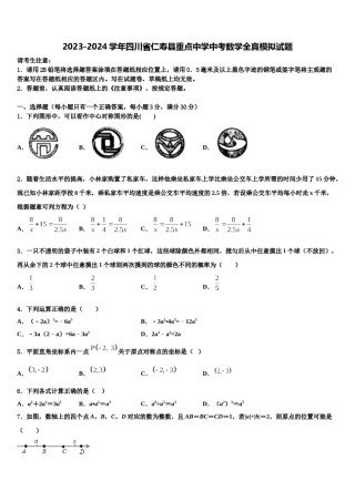 2023-2024学年四川省仁寿县重点中学中考数学全真模拟试题含解析.doc