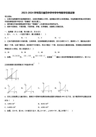 2023-2024学年四川省巴中学中学中考数学仿真试卷含解析.doc
