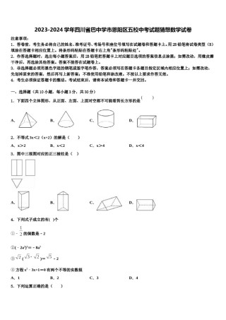 2023-2024学年四川省巴中学市恩阳区五校中考试题猜想数学试卷含解析.doc