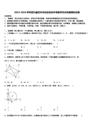 2023-2024学年四川省巴中市达标名校中考数学对点突破模拟试卷含解析.doc