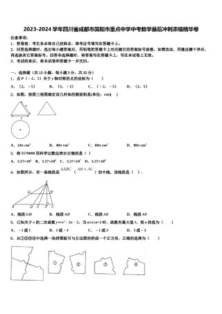 2023-2024学年四川省成都市简阳市重点中学中考数学最后冲刺浓缩精华卷含解析.doc