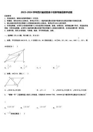 2023-2024学年四川省武胜县十校联考最后数学试题含解析.doc