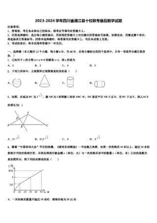 2023-2024学年四川省通江县十校联考最后数学试题含解析.doc