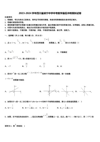 2023-2024学年四川省遂宁中学中考数学最后冲刺模拟试卷含解析.doc