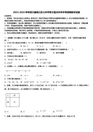 2023-2024学年四川省锦江区七中学育才重点中学中考四模数学试题含解析.doc