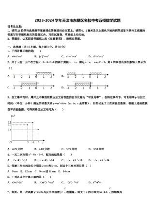 2023-2024学年天津市东丽区名校中考五模数学试题含解析.doc