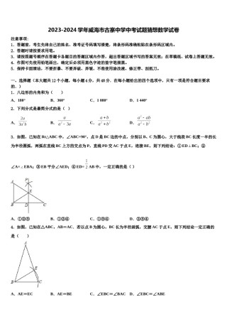 2023-2024学年威海市古寨中学中考试题猜想数学试卷含解析.doc