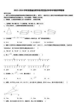 2023-2024学年安徽省合肥市包河区重点中学中考数学押题卷含解析.doc
