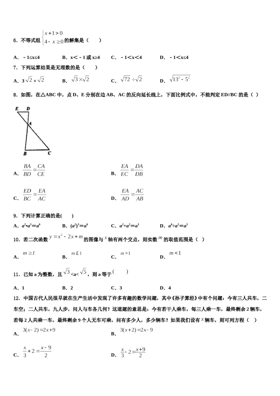 2023-2024学年安徽省合肥市名校中考数学考试模拟冲刺卷含解析.doc_第2页