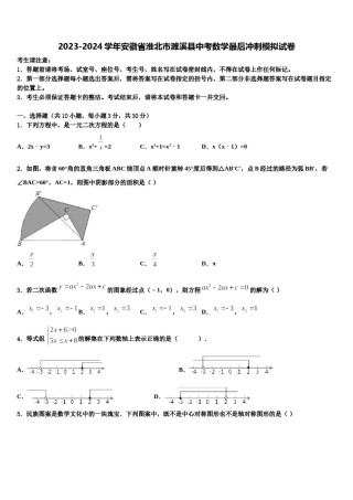 2023-2024学年安徽省淮北市濉溪县中考数学最后冲刺模拟试卷含解析.doc