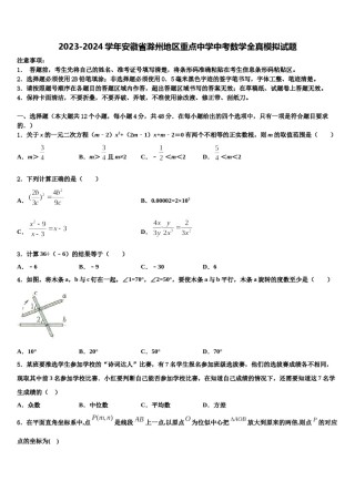 2023-2024学年安徽省滁州地区重点中学中考数学全真模拟试题含解析.doc