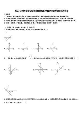 2023-2024学年安徽省省城名校初中数学毕业考试模拟冲刺卷含解析.doc