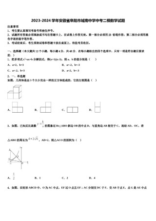 2023-2024学年安徽省阜阳市城南中学中考二模数学试题含解析.doc