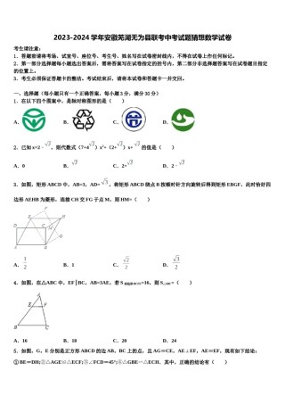 2023-2024学年安徽芜湖无为县联考中考试题猜想数学试卷含解析.doc