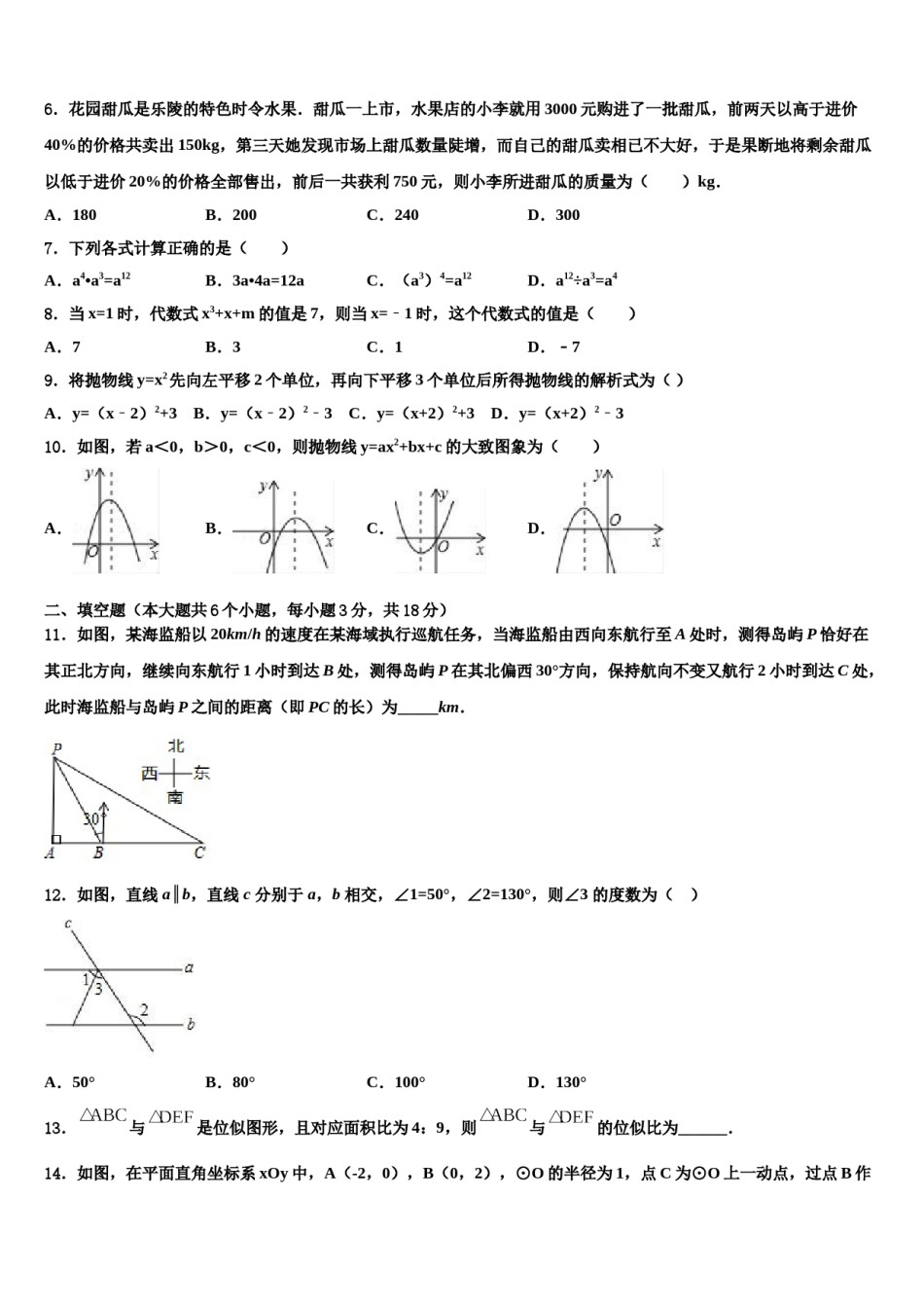 2023-2024学年山东省中考数学全真模拟试卷含解析.doc_第2页