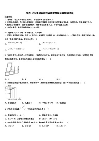 2023-2024学年山东省中考数学全真模拟试卷含解析.doc