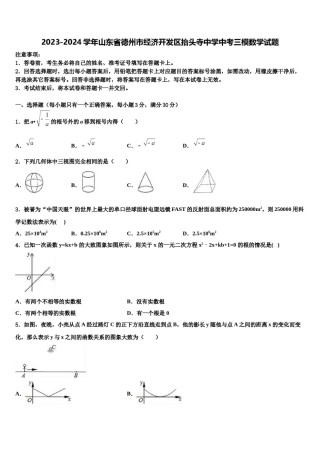 2023-2024学年山东省德州市经济开发区抬头寺中学中考三模数学试题含解析.doc