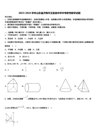 2023-2024学年山东省济南市玉皇庙中学中考联考数学试题含解析.doc