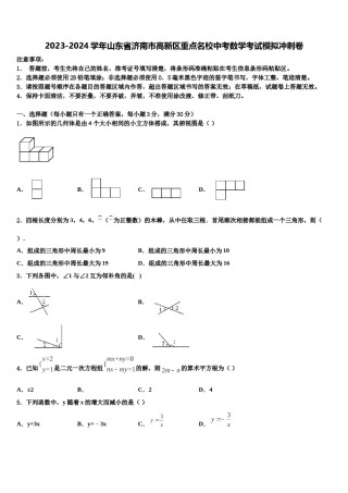 2023-2024学年山东省济南市高新区重点名校中考数学考试模拟冲刺卷含解析.doc