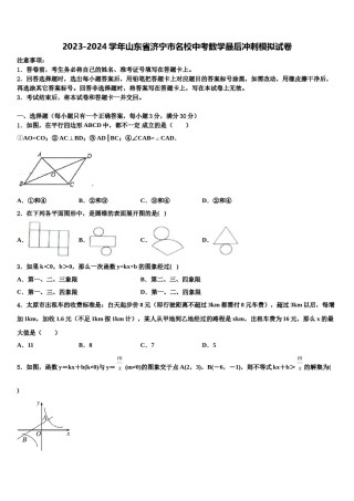 2023-2024学年山东省济宁市名校中考数学最后冲刺模拟试卷含解析.doc