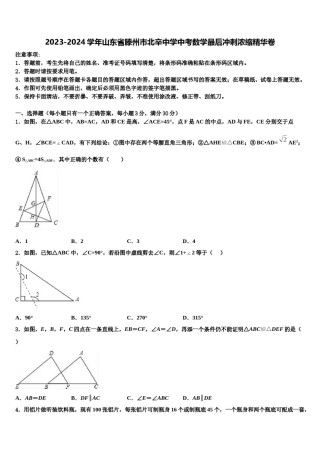 2023-2024学年山东省滕州市北辛中学中考数学最后冲刺浓缩精华卷含解析.doc