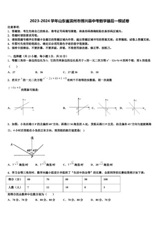 2023-2024学年山东省滨州市博兴县中考数学最后一模试卷含解析.doc