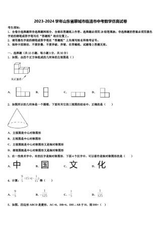 2023-2024学年山东省聊城市临清市中考数学仿真试卷含解析.doc