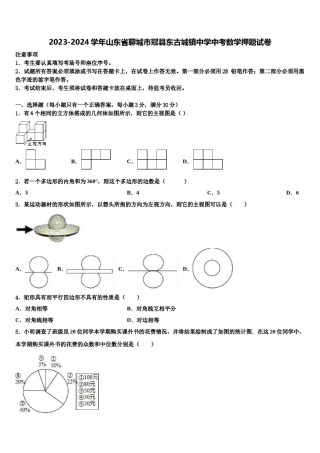 2023-2024学年山东省聊城市冠县东古城镇中学中考数学押题试卷含解析.doc