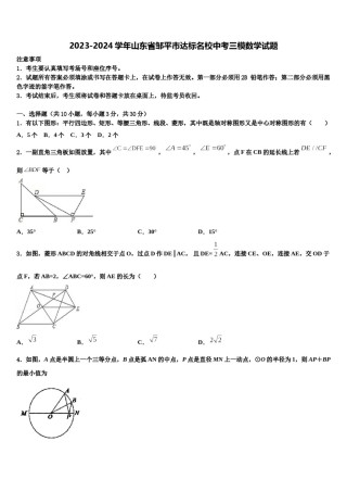 2023-2024学年山东省邹平市达标名校中考三模数学试题含解析.doc
