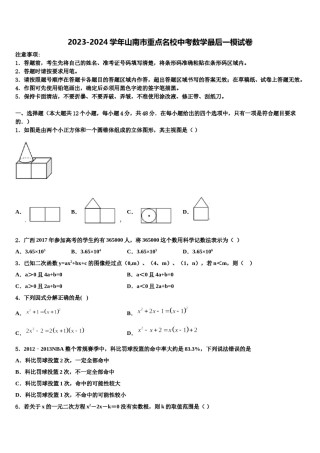 2023-2024学年山南市重点名校中考数学最后一模试卷含解析.doc