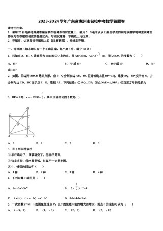 2023-2024学年广东省惠州市名校中考数学猜题卷含解析.doc