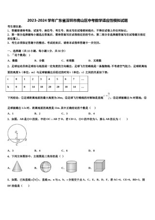 2023-2024学年广东省深圳市南山区中考数学适应性模拟试题含解析.doc