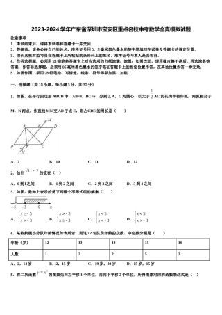 2023-2024学年广东省深圳市宝安区重点名校中考数学全真模拟试题含解析.doc