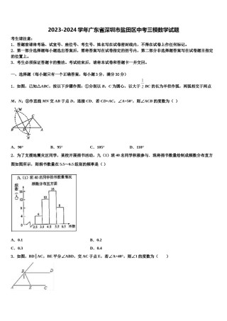 2023-2024学年广东省深圳市盐田区中考三模数学试题含解析.doc