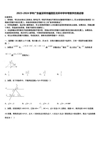 2023-2024学年广东省深圳市福田区北环中学中考数学仿真试卷含解析.doc
