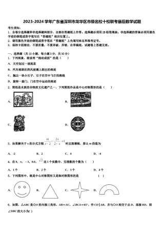 2023-2024学年广东省深圳市龙华区市级名校十校联考最后数学试题含解析.doc