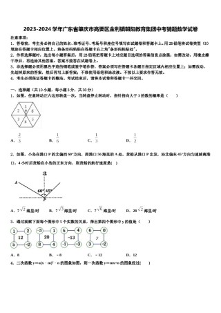 2023-2024学年广东省肇庆市高要区金利镇朝阳教育集团中考猜题数学试卷含解析.doc