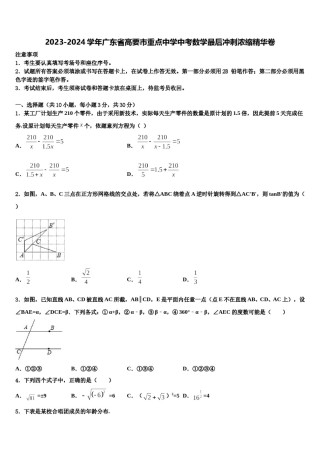 2023-2024学年广东省高要市重点中学中考数学最后冲刺浓缩精华卷含解析.doc