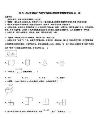 2023-2024学年广西南宁市新民中学中考数学考前最后一卷含解析.doc