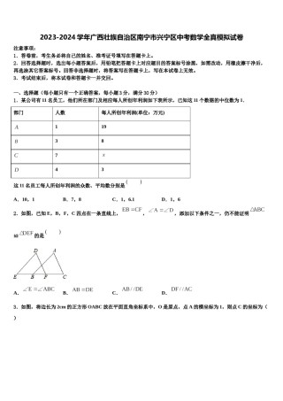 2023-2024学年广西壮族自治区南宁市兴宁区中考数学全真模拟试卷含解析.doc