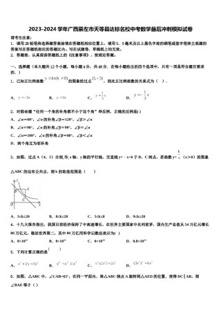 2023-2024学年广西崇左市天等县达标名校中考数学最后冲刺模拟试卷含解析.doc