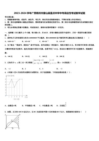 2023-2024学年广西梧州市蒙山县重点中学中考适应性考试数学试题含解析.doc