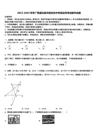 2023-2024学年广西浦北县市级名校中考适应性考试数学试题含解析.doc