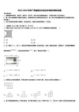 2023-2024学年广西省崇左市名校中考数学模拟试题含解析.doc