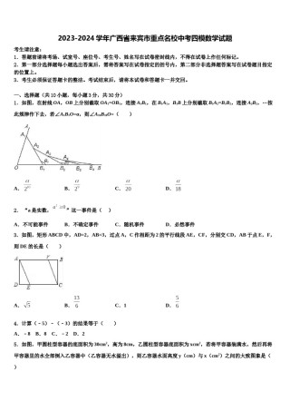 2023-2024学年广西省来宾市重点名校中考四模数学试题含解析.doc